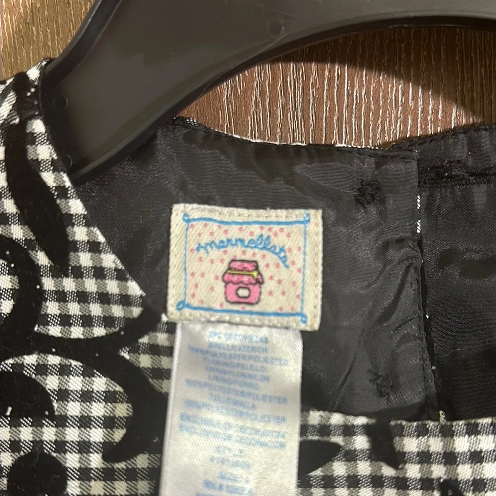 Marmellata Girls Dress Party Holiday Gingham Black Velvet Rose‎ Size 6
